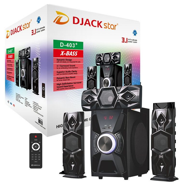 Haut-parleur combo karaoké  X-BASS avec USB haute puissance Bluetooth  avec système de haut-parleurs multimédia 3.1 DJACK star D-403+ X-BASS.