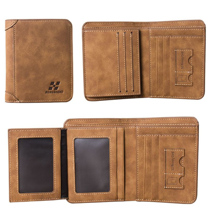 Nouveau portefeuille tendance, class, élégant pour hommes  court portefeuille en cuir nubuck rétro